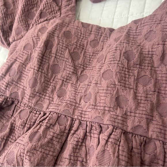 Madewell Floral Quilted Puff-Sleeve Mini Dress in Fig Purple Size Small NWT - Picture 13 of 14